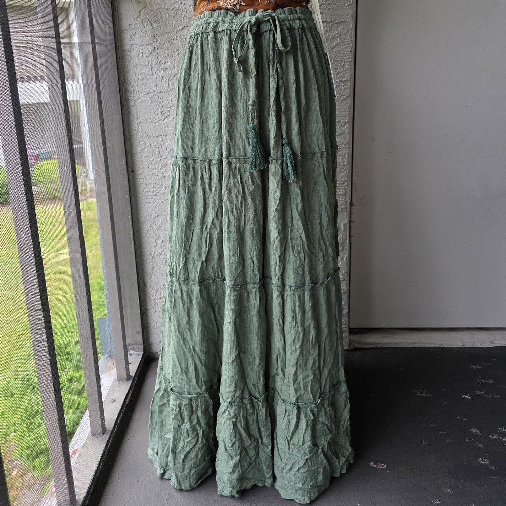 +Elegant Sage Maxi Skirt